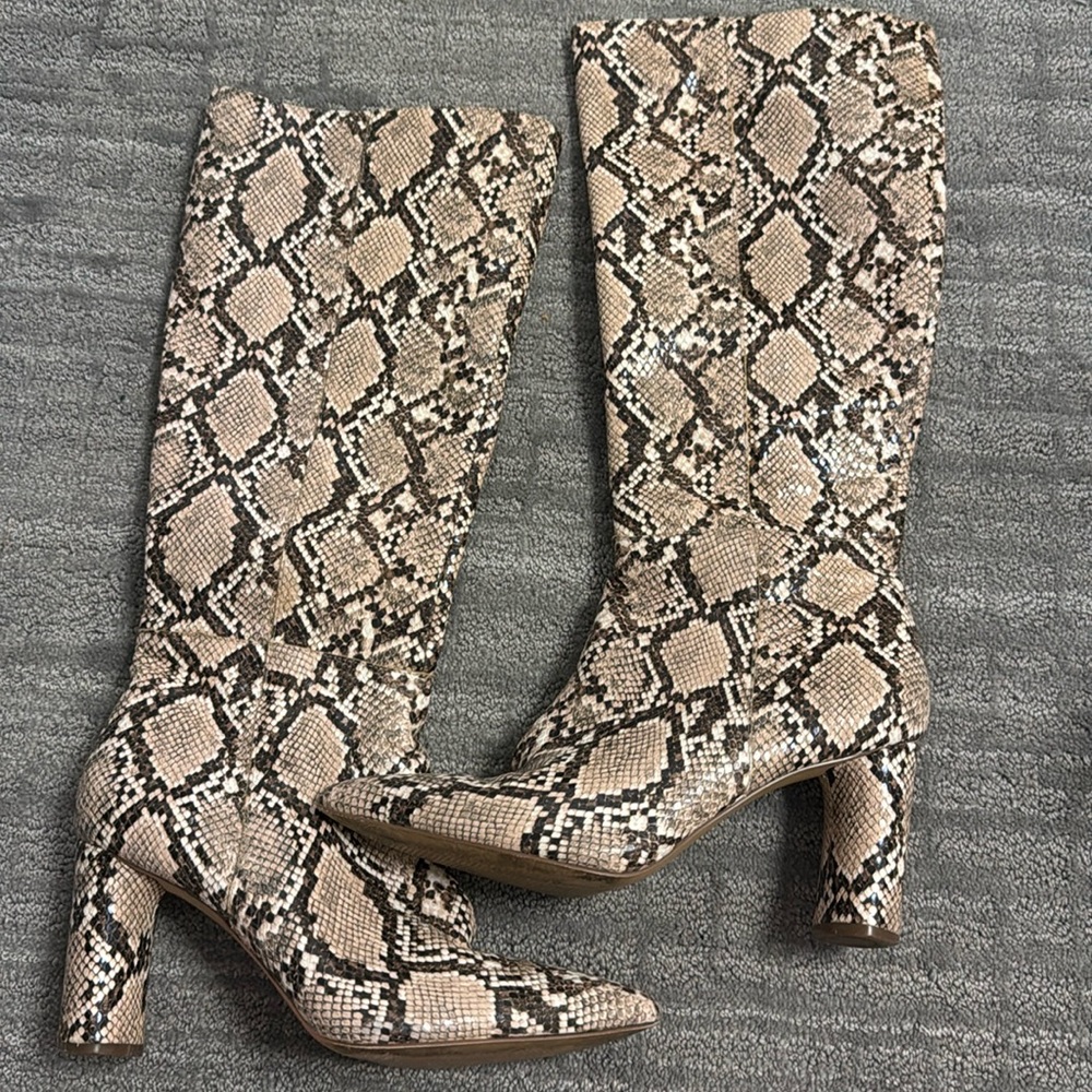 Aqua Python Knee High Heeled Boot - image 1